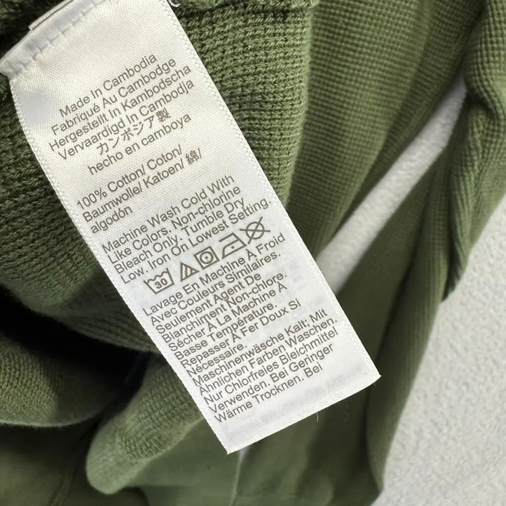 J Crew Polo Shirt Mens Small Green Sweater Thermal Waffle Knit Johnny Collar NEW
